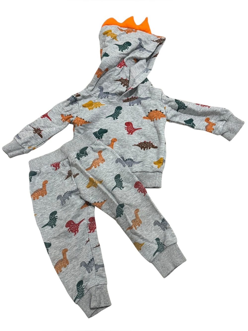 Boutique Gray Colorful Dinosaur Sweatshirt & Sweatpants Set 18-24M